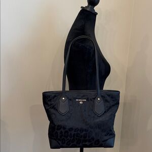Michael Kors Black Animal Print Eva Tote